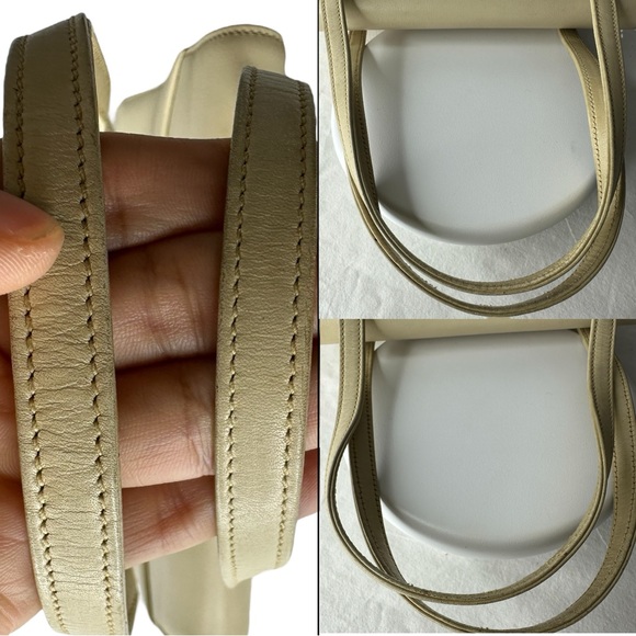 Authentic Gucci Ivory Hand Bag Gold Hardware Leather Vintage Double GG - Picture 10 of 12